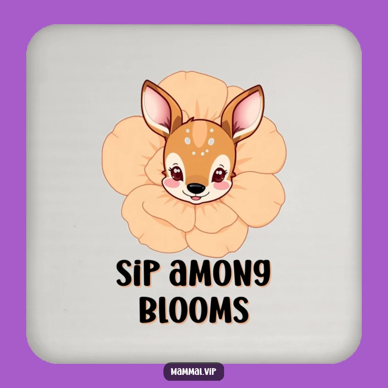 Funny Deer Flower Peek Coaster: Gentle Surface Protection