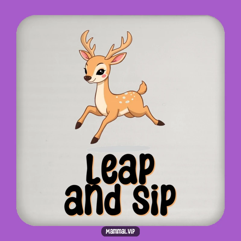 Funny Deer Prancing Coaster: Protect Surfaces with Happy Elegant Animal Art