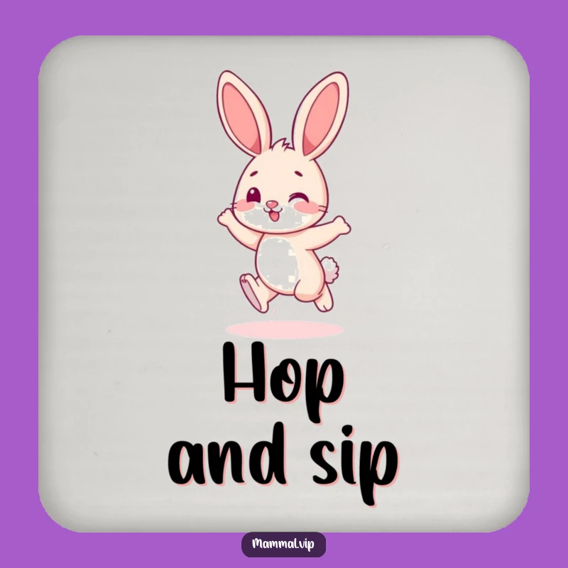 Funny Hopping Bunny Coaster: Playful Animal Drink Protector Gift