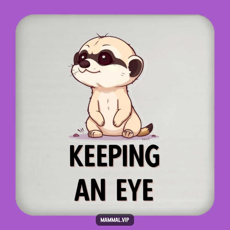 Funny Curious Meerkat Drink Coaster - Protect Surfaces with Alert Charm