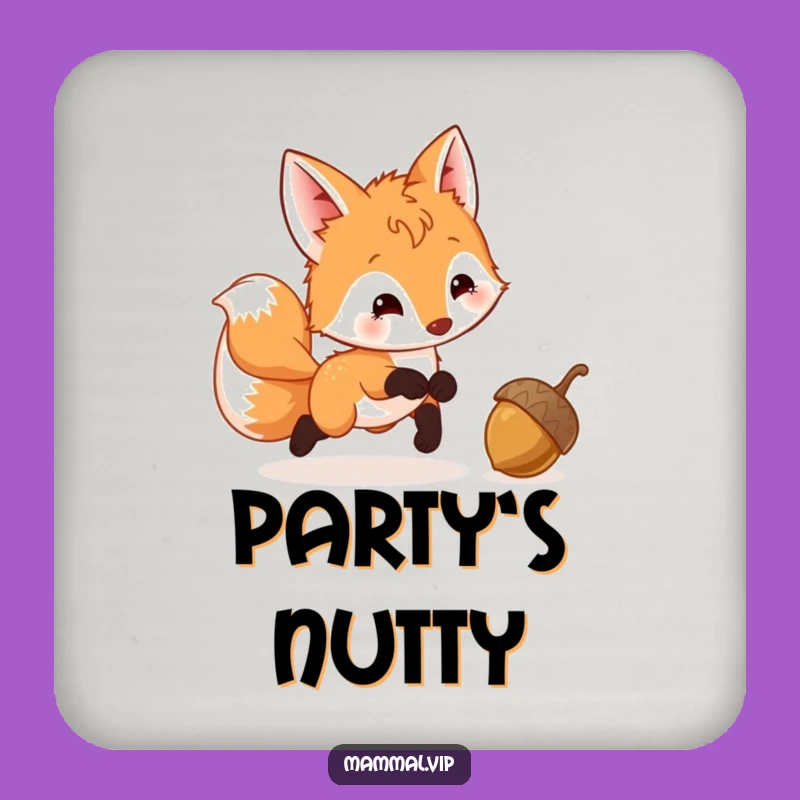 Funny Fox Cub Acorn Coaster: Humorous Gift to Guard Your Surfaces