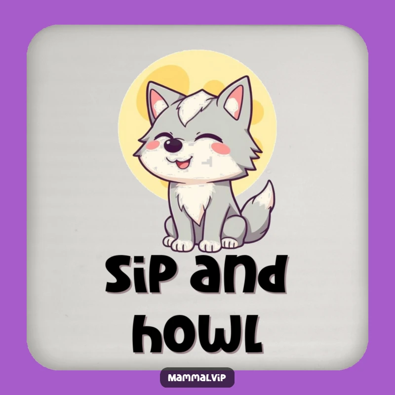 Funny Winking Wolf Coaster - Protect Your Space with Howls!