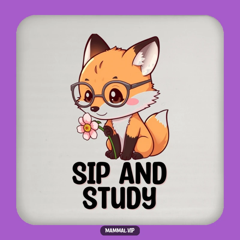 Funny Fox Flower Coaster - Protect Surfaces with Scholarly Charm Gift