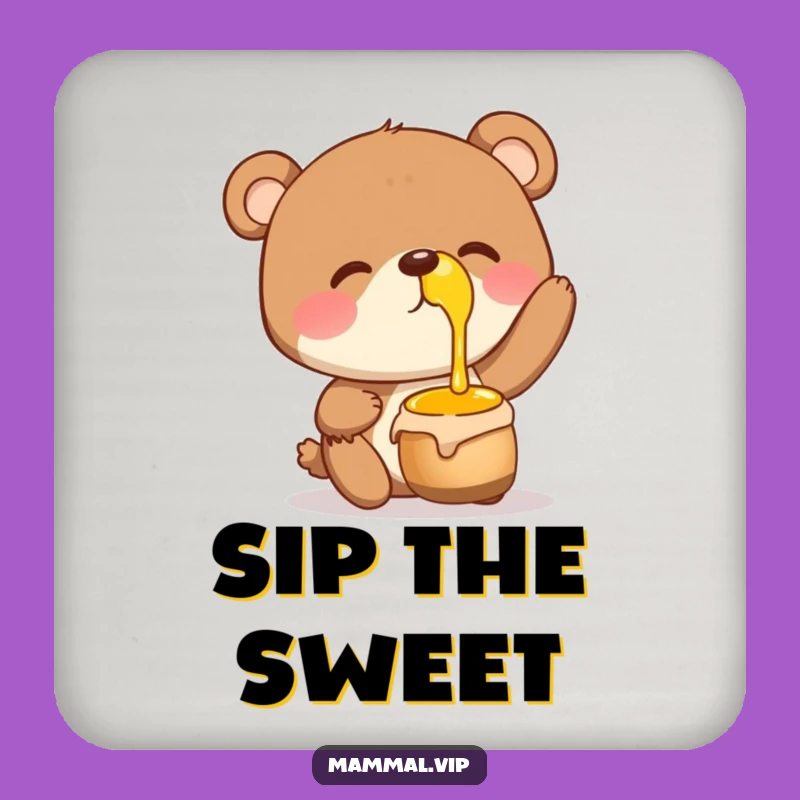 Funny Bear Honey Pot Coaster Set: Giggling Yogi Drink Protector, Cool Funny Gift