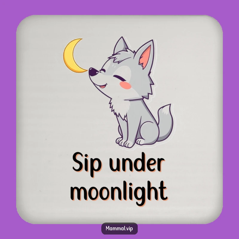 Funny Wolf Howling Moon Drink Coaster - Protect Surfaces with Goofy Style