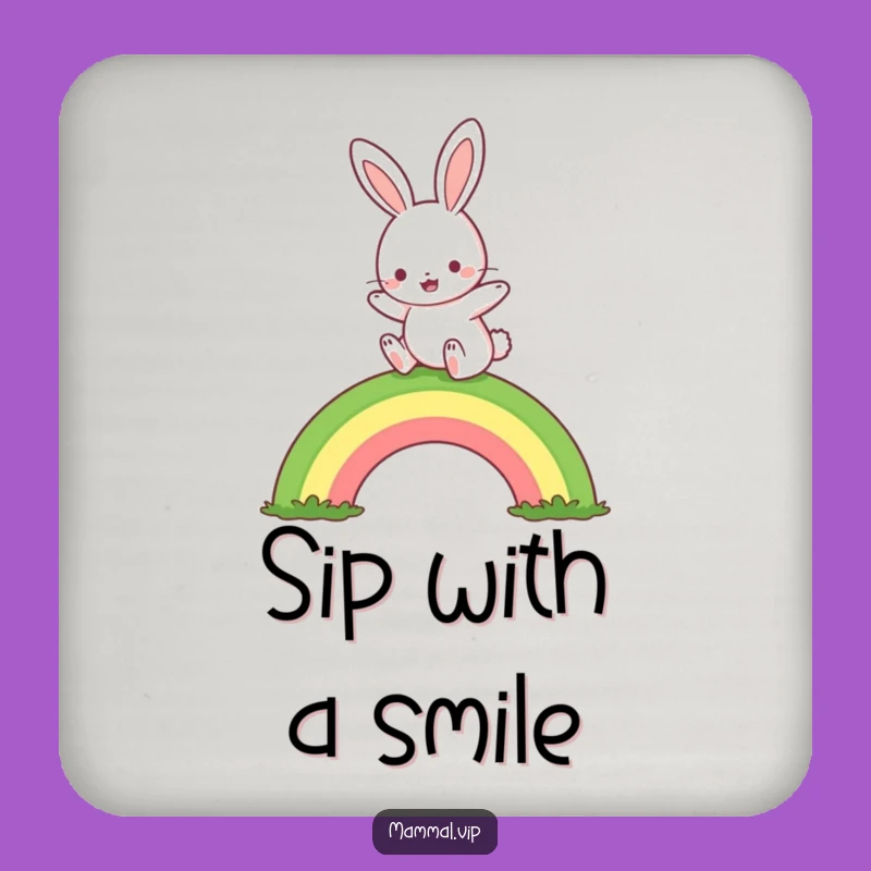 Funny Rabbit Rainbow Hop Coaster: Cute Protection