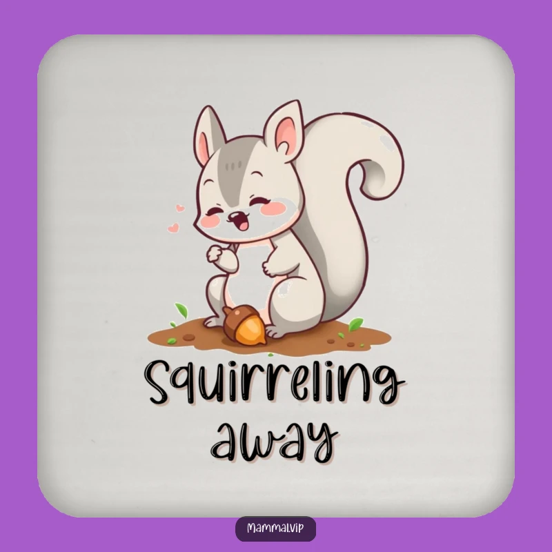 Funny Squirrel Drink Coaster: Cute Acorn Burying Character Protector Gift for Tables