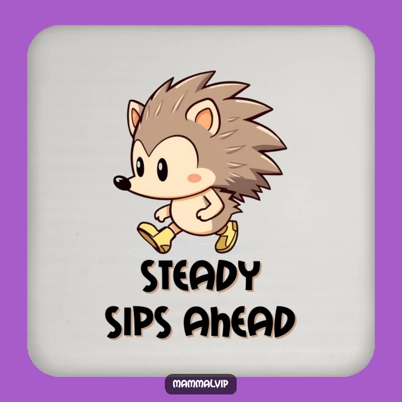 Funny Hedgehog Marching Coaster: Determined Tiny Boots Table Gift