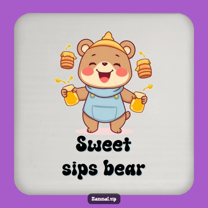 Funny Bear Juggling Coaster: Hilarious Honey Lover Gift for Tables