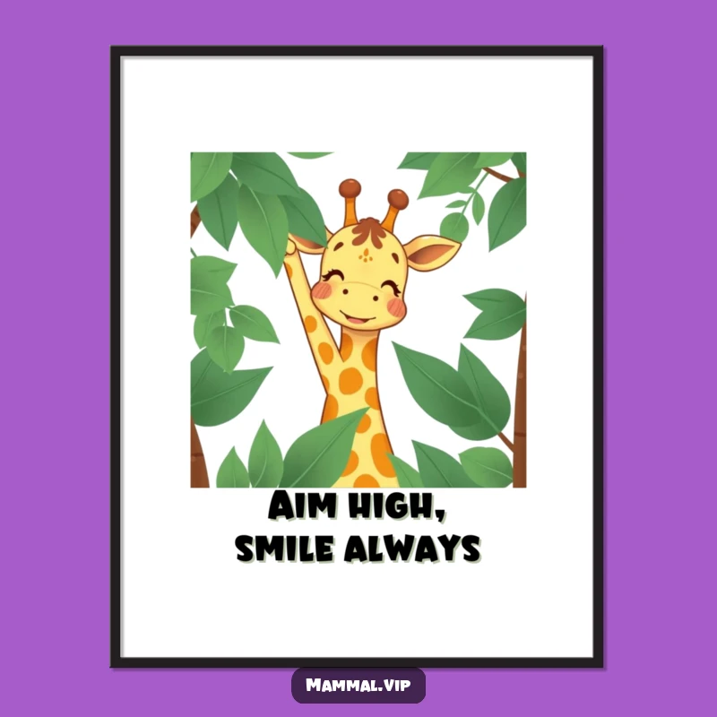 Funny Giraffe Poster: Joyful Reach Character Art for an Inspiring, Cheerful Space