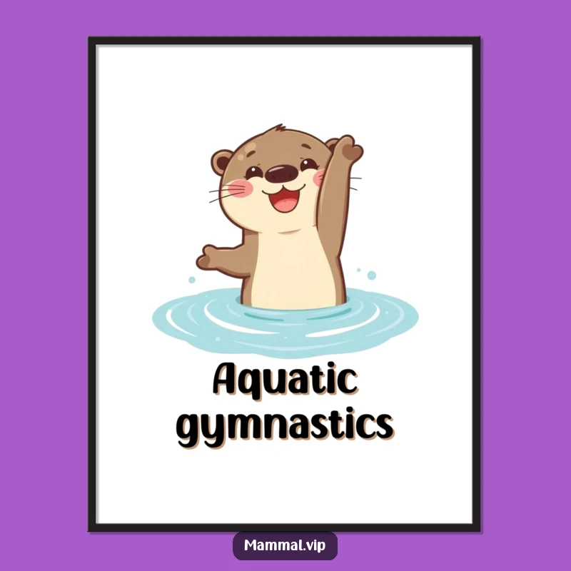 Funny Otter Flip Poster: Joyful Aquatic Animal Art Print