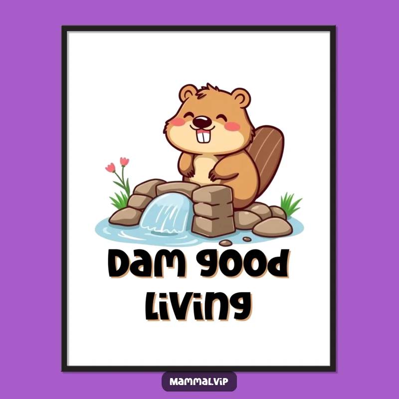 Funny Beaver Dam Builder Poster - Hilarious Wall Art Gift!