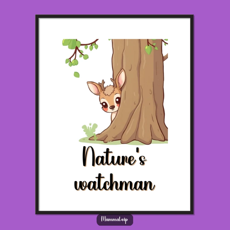 Funny Deer Peeking Poster: Nature's Charm on Walls, Unique Gift