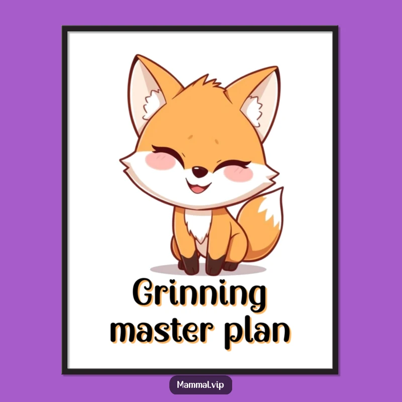Funny Fox Sneaking Poster: Mischievous Grin Wall Art, Unique Funny Gift Decor