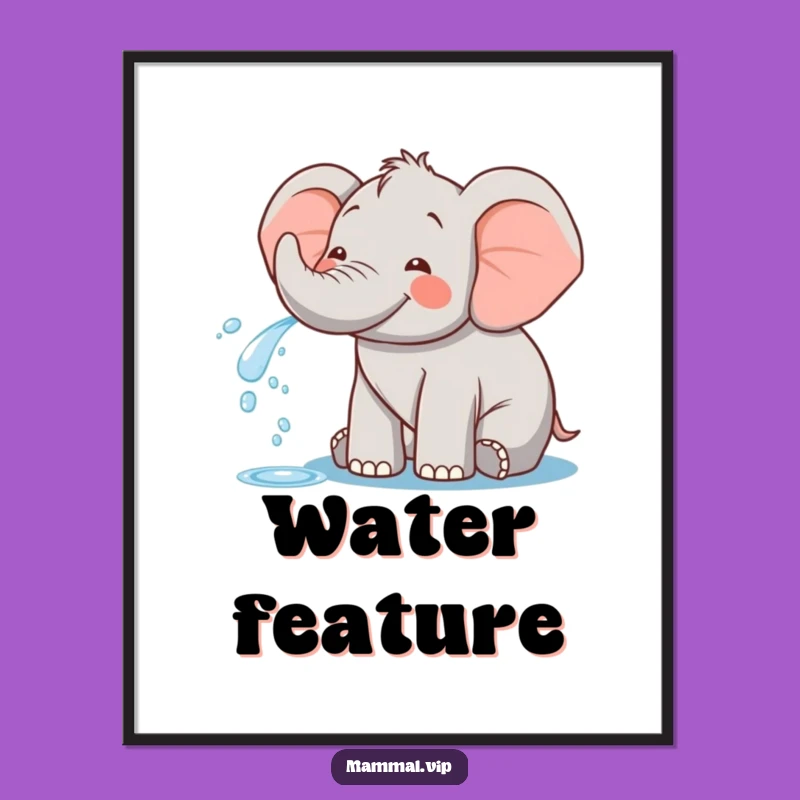 Funny Happy Elephant Poster - Joyful Water Spray Art!