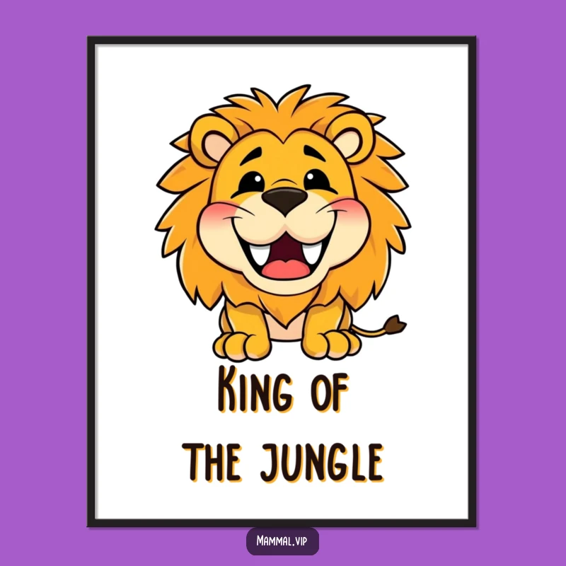 Funny Happy Lion Roaring Poster - Add a Roaring Splash of Humor!