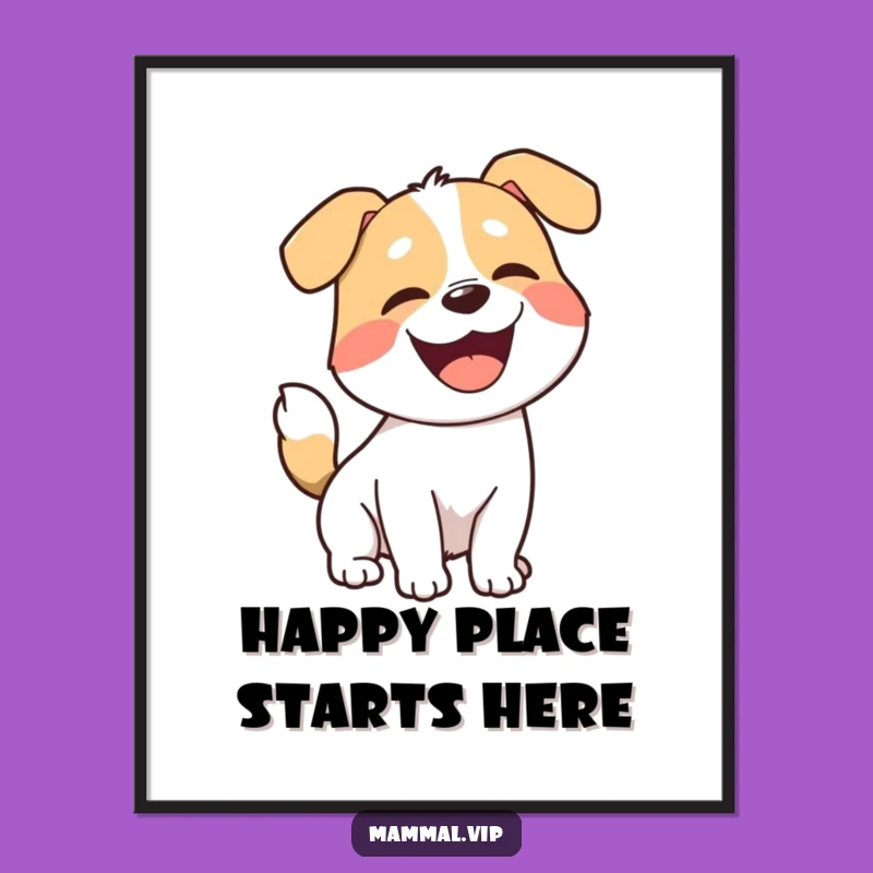 Funny Joyful Dog Poster - Playful Barking Wall Art Print