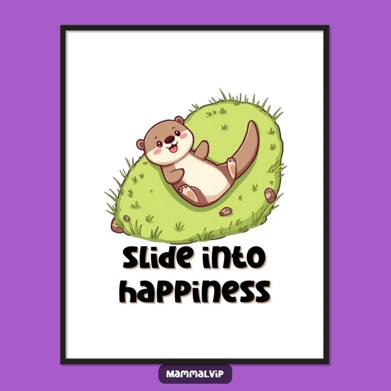 Funny Otter Sliding Poster: Cheerful Character's Joyful Art for Playful Walls