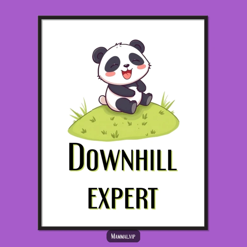 Funny Panda Poster: Giggles Galore on a Grassy Hill!