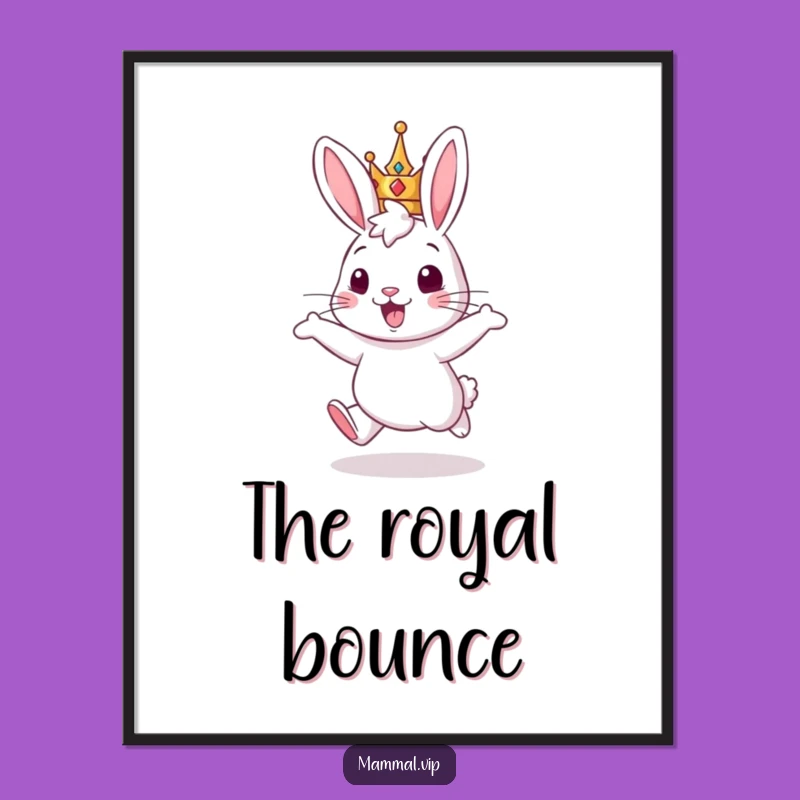 Funny Rabbit King Poster: Decorate with Joyful Royal Enthusiasm