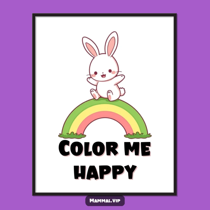Funny Rabbit Rainbow Hop Poster: Cute and Cheerful Wall Art