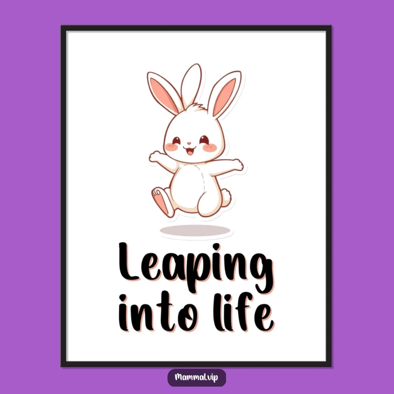 Funny Bouncing Rabbit Poster: Cheerful Bunny Wall Art, Hilarious Funny Gift Decor