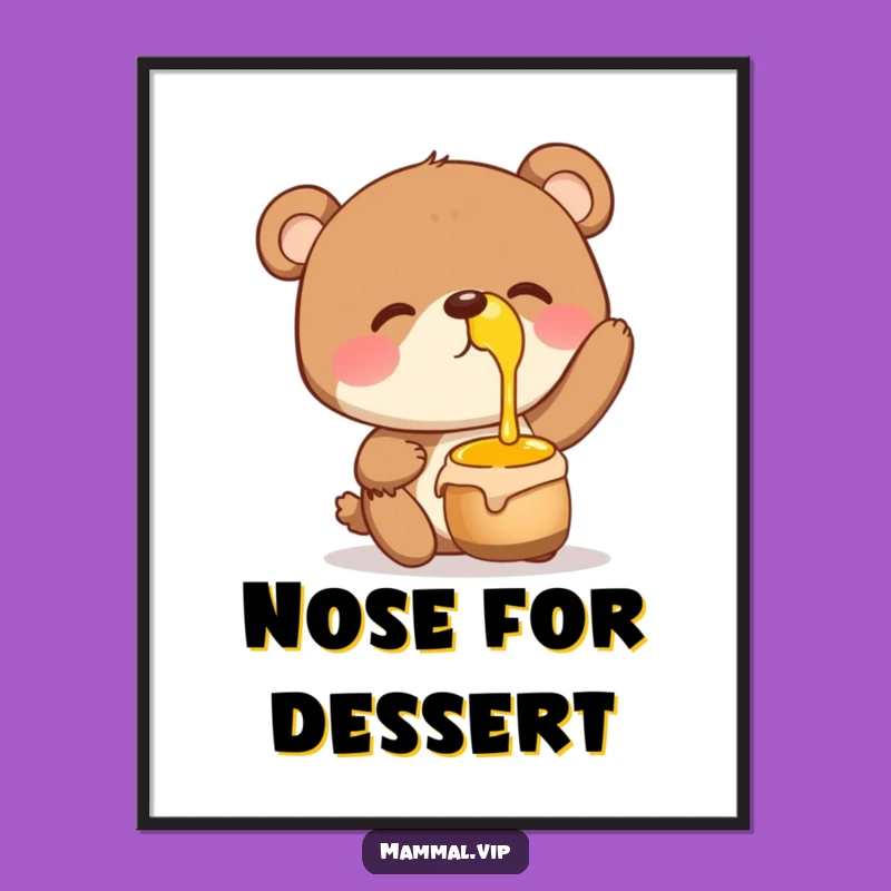 Funny Bear Honey Pot Poster: Giggling Yogi Wall Art, Unique Funny Gift Decor