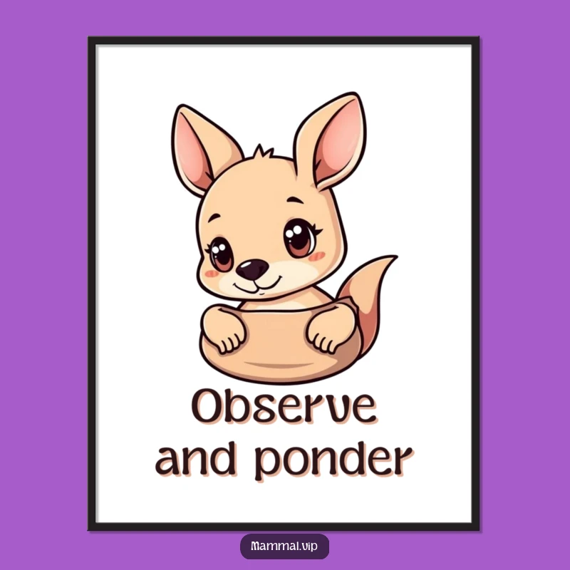 Funny Curious Kangaroo Poster: Wide-Eyed Peek Art, Hilarious Wall Decor Gift