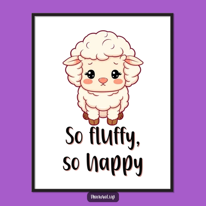 Funny Sheep Poster: Contented Woolly Character Art, Cozy Gift!