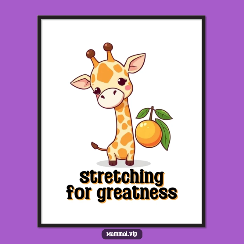 Funny Giraffe Fruit Art Print - Hilarious Animal Wall Decor Gift