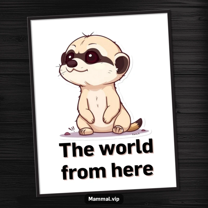 Funny Meerkat Poster: Curious meerkat character popping its head up from the ground, looking around alertly, creating humorous art.