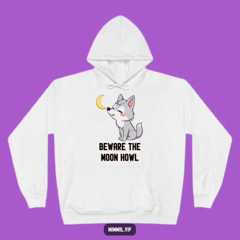 Cozy Funny Wolf Howling Moon Hoodie - Snuggle Up with Goofy, Celestial Charm