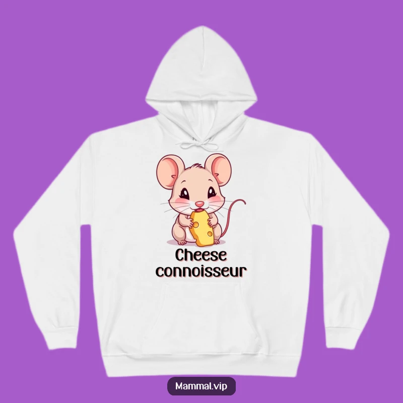 Funny Mouse Nibbling Cheese Hoodie - Cozy Rodent Snack Pullover Gift