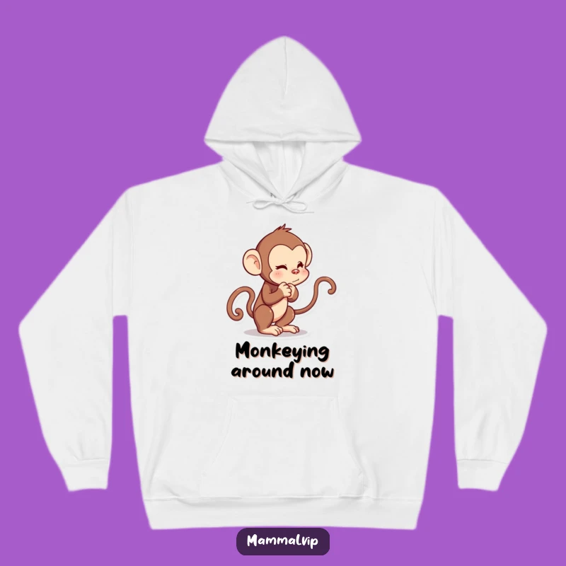 Funny Monkey Hoodie: Cozy Cartoon Character Tail Tug Sweatshirt