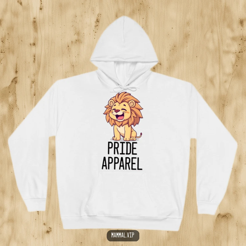 Funny Lion Hoodie: A proud lion roars with pure happiness, tossing its mane, offering cozy warmth and majestic vibes.