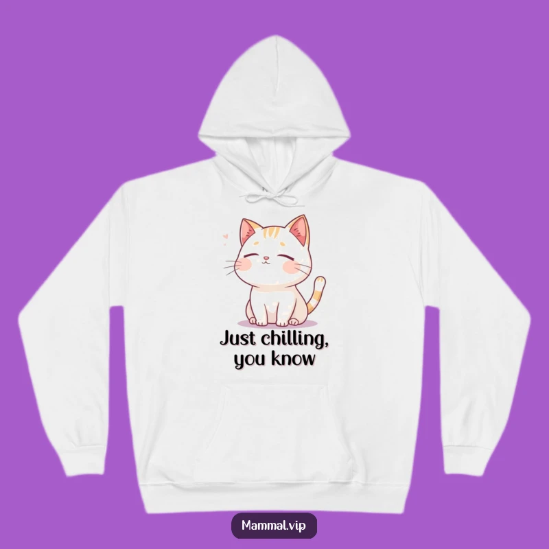 Funny Serene Cat Hoodie - Cozy Breeze Enjoying Sweatshirt