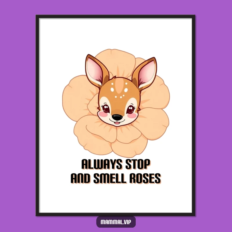 Whimsical Free Printable Wall Art: Deer Flower Peek - Enchanting Downloadable Decor