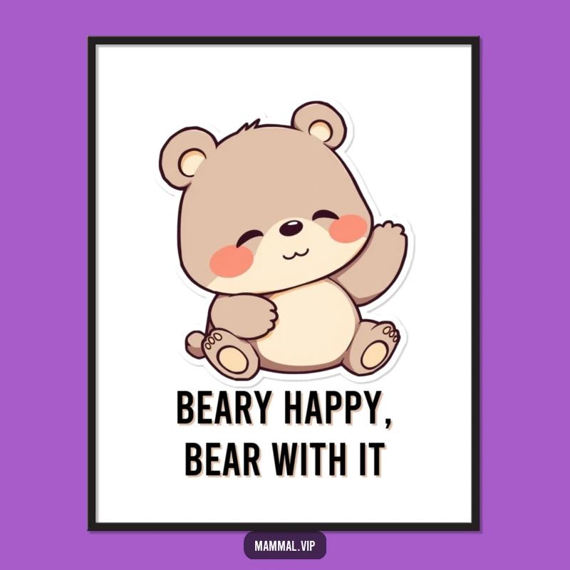 Funny Free Printable Wall Art: Belly Scratching Bear, Hilarious Downloadable Decor