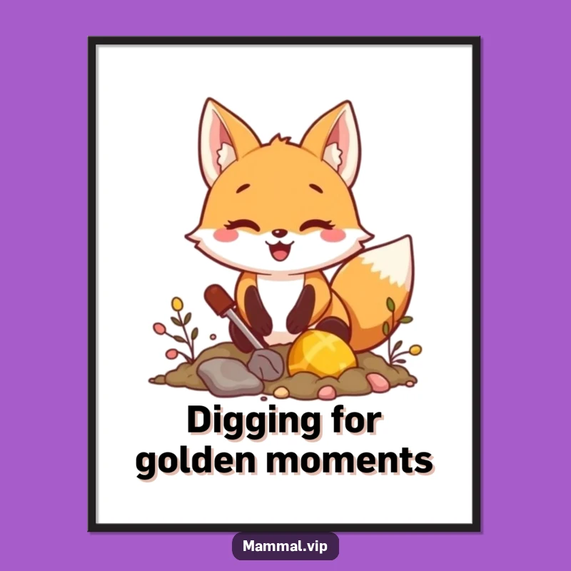 Adventurous Free Printable Wall Art: Fox Treasure Dig - Fun Downloadable Decor