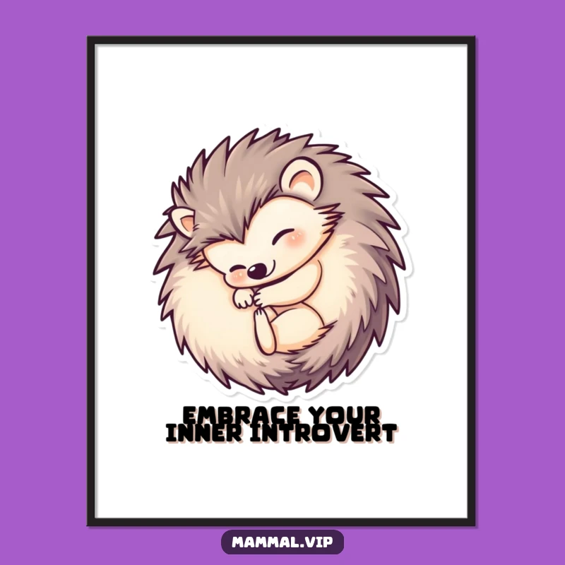 Funny Free Printable Wall Art: Hedgehog Ball Humor Downloadable Decor Gift