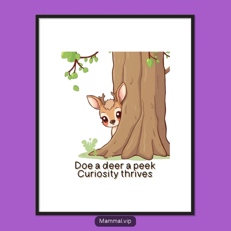 Free Printable Curious Deer Wall Art - Peekaboo Downloadable Nature Decor