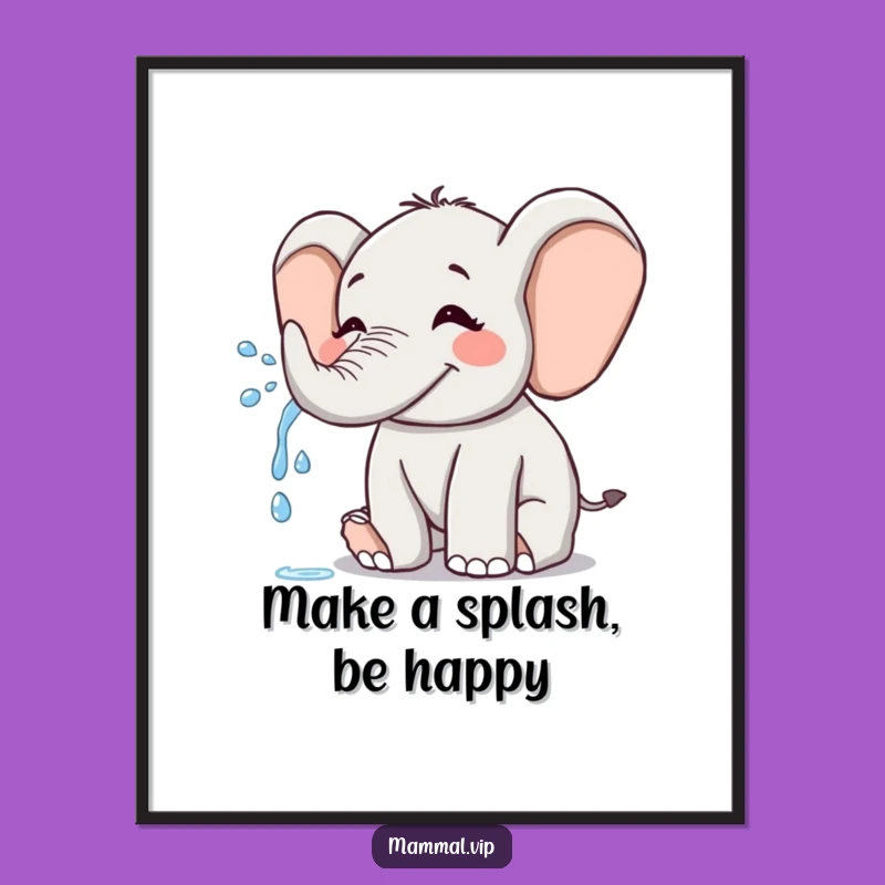 Free Printable Joyful Elephant Wall Art - Funny Playful Elephant Downloadable Art Gift