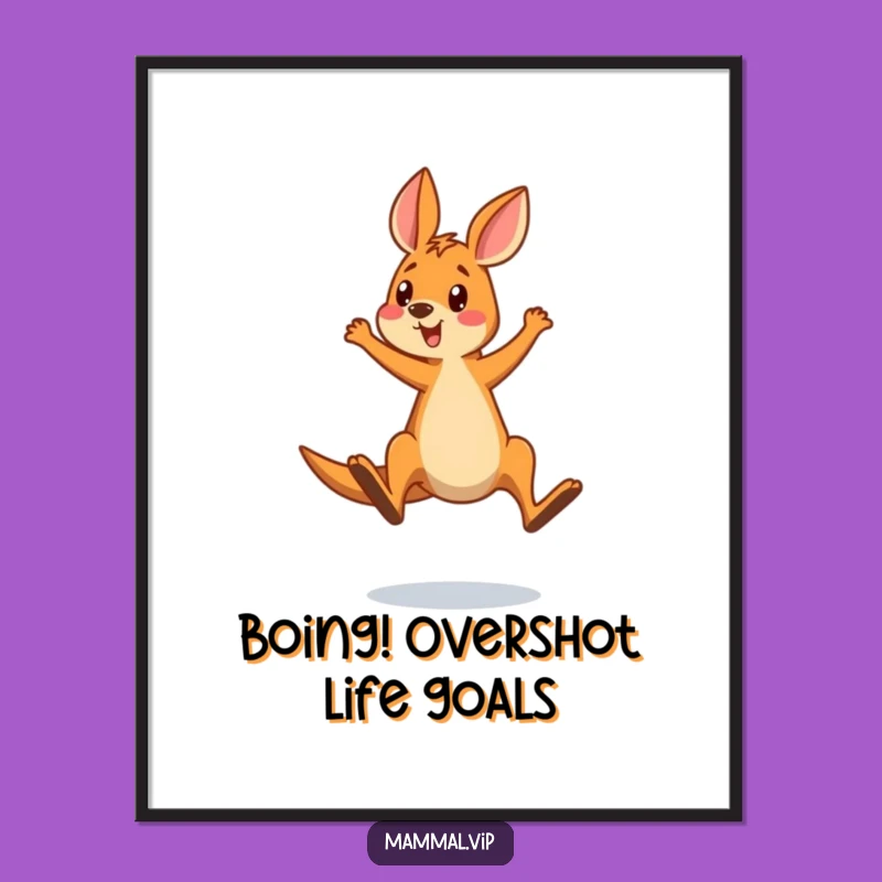 Free Printable Kangaroo Wall Art: Funny Overshoot Jump Downloadable Decor