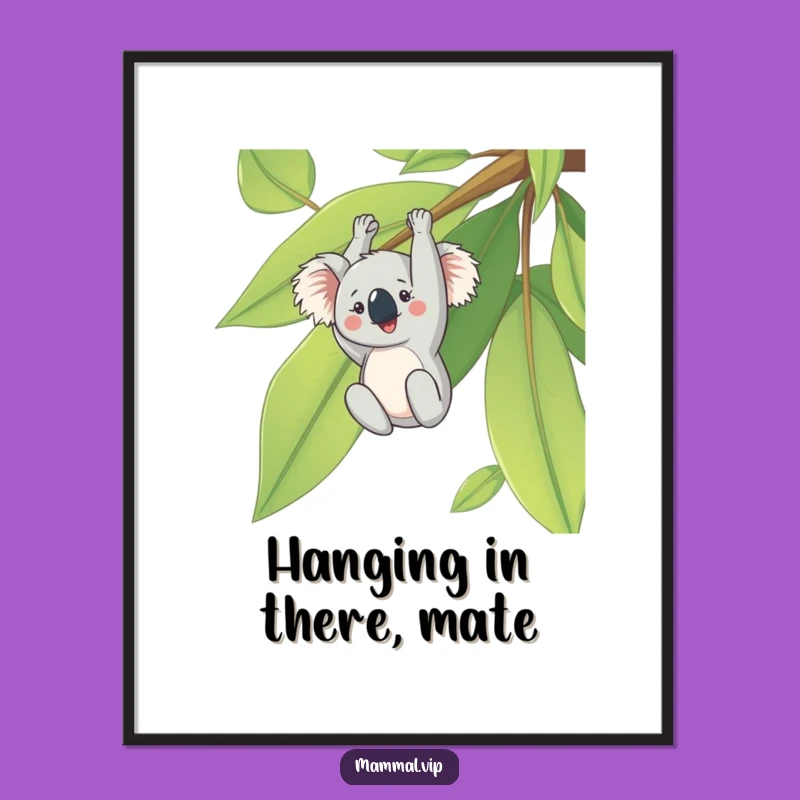 Free Printable Koala Wall Art: Upside Down Leaf Funny Downloadable Decor