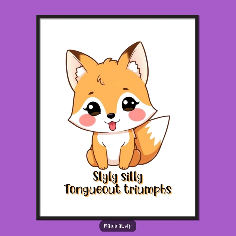 Free Printable Silly Fox Wall Art - Tongue Out Downloadable Decor for Humor
