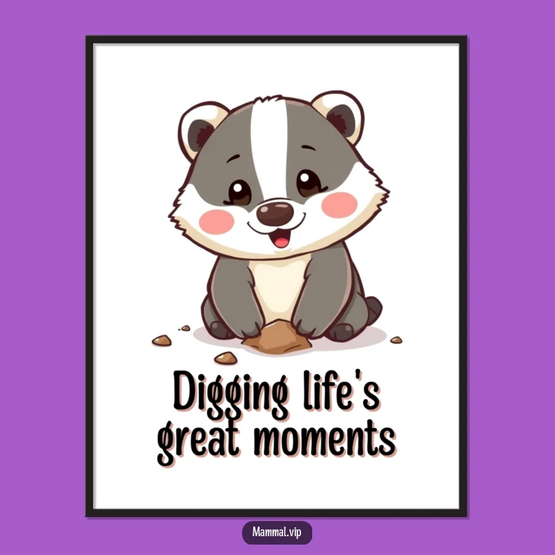 Free Printable Wall Art: Happy Badger Digging Funny Downloadable Decor Gift