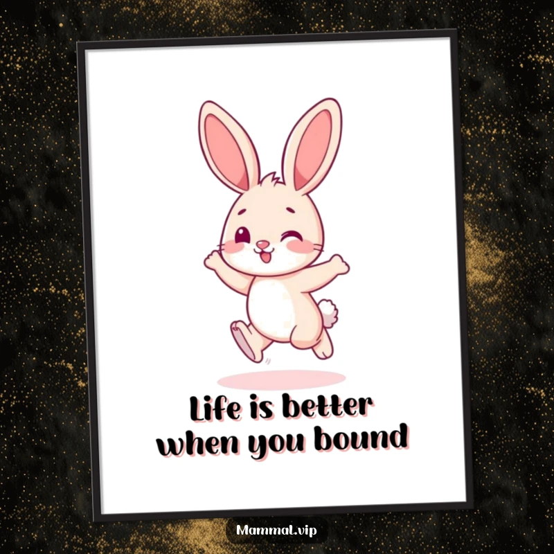 Funny Free Printable Wall Art: A cute bunny character is playfully hopping around, bringing joy to the space.