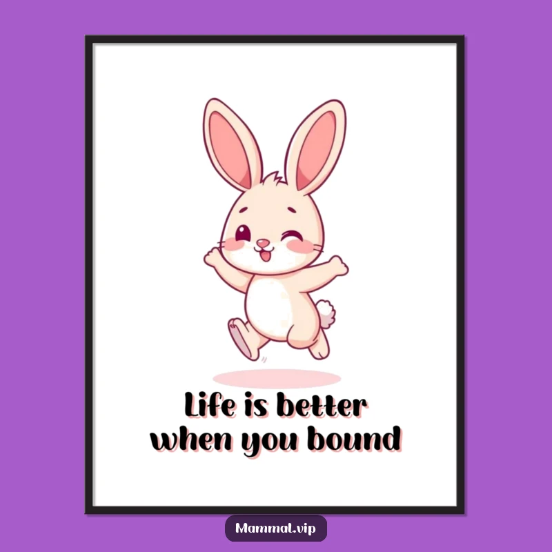 Free Printable Wall Art: Hopping Bunny, Cute Animal Decor, Downloadable Art