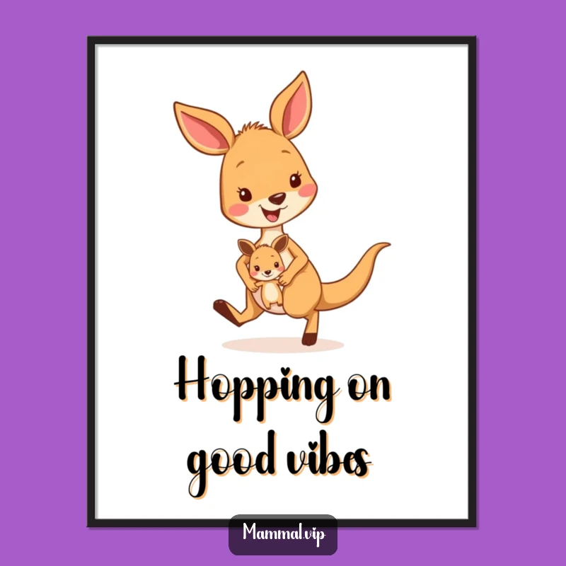 Free Printable Wall Art: Hopping Kangaroo & Joey Downloadable Decor