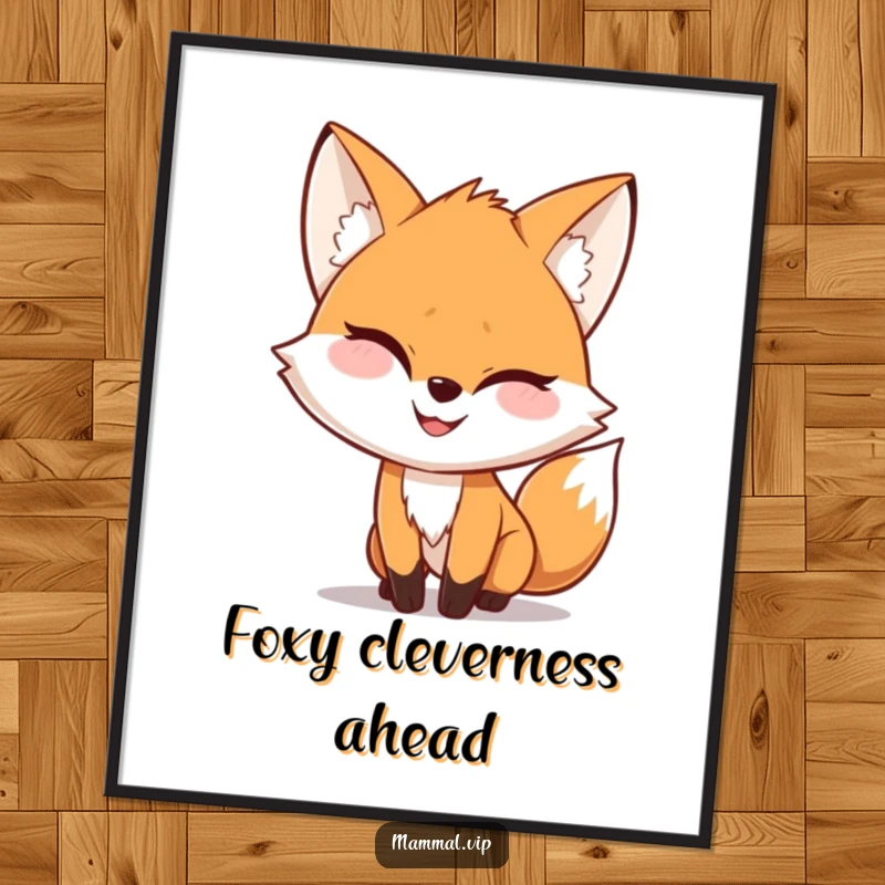 Funny Free Printable Wall Art: Playful fox with a mischievous grin, caught in a sneaky moment.